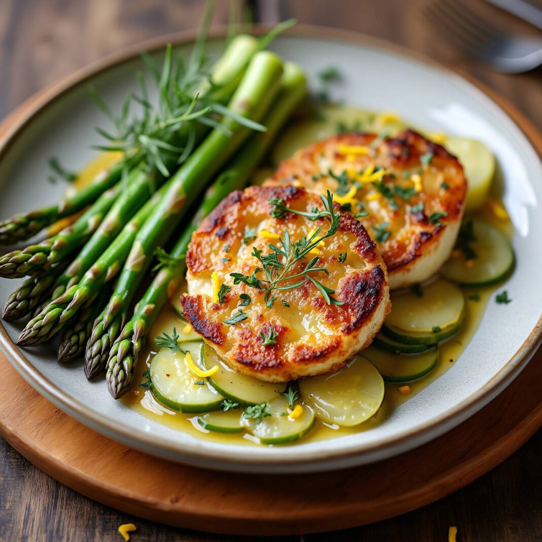 Spargelgratin mit Kräuter-Medaillons Rezept Spargelgratin mit Kräuter-Medaillons Rezept