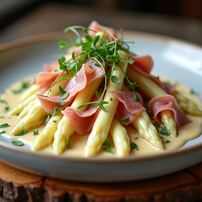 Spargeln mit Schinken-Sahnesauce Rezept