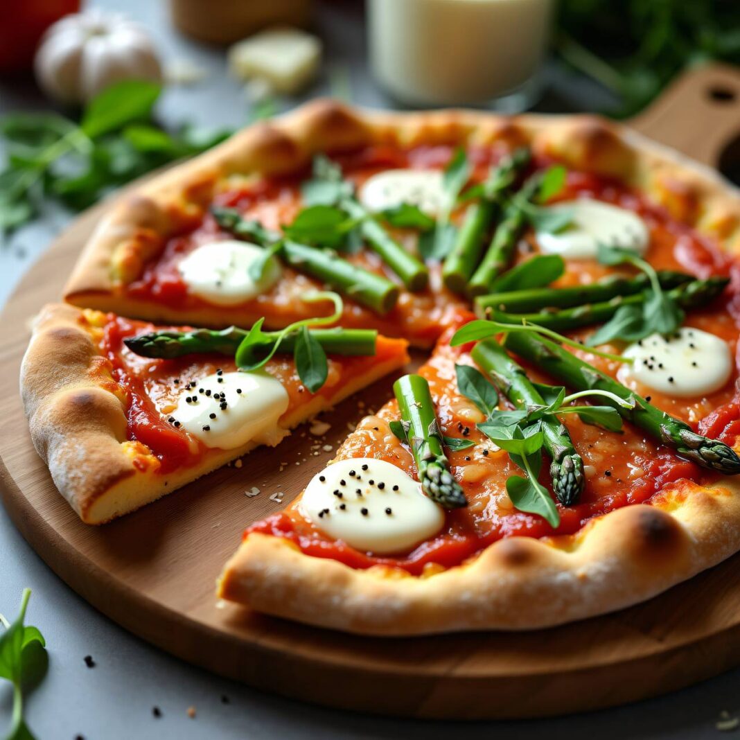 Spargelpizza mit Mascarpone Rezept Spargelpizza mit Mascarpone Rezept
