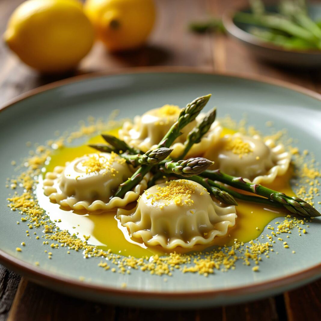 Spargelravioli an Safran-Zitronen-Butter Rezept Spargelravioli an Safran-Zitronen-Butter Rezept