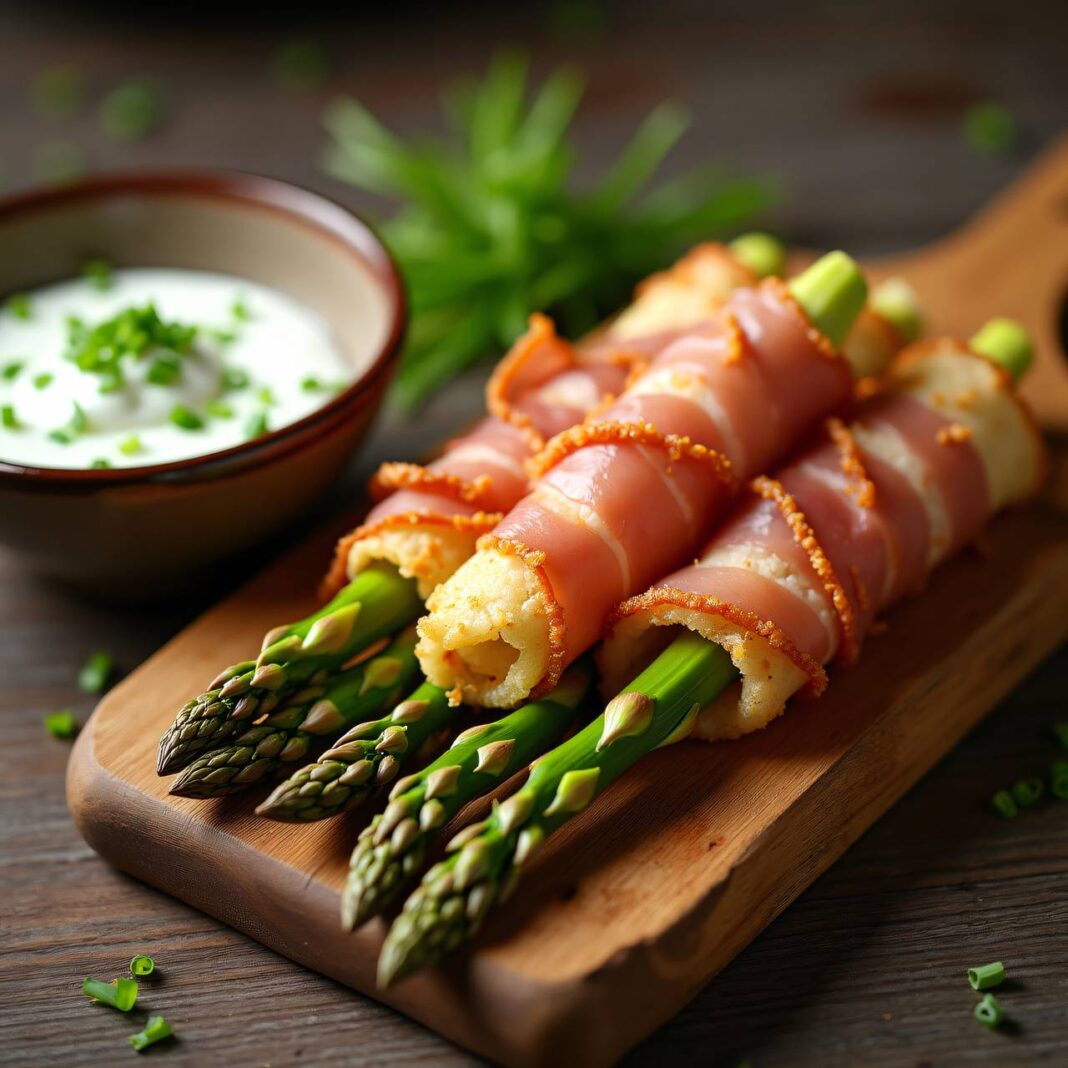 Spargelrollen mit Schnittlauchjoghurt Rezept Spargelrollen mit Schnittlauchjoghurt Rezept