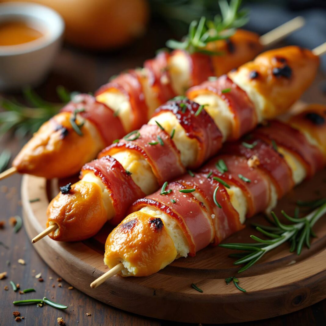 Speck-Brot-Spieße vom Grill Rezept Speck-Brot-Spieße vom Grill Rezept