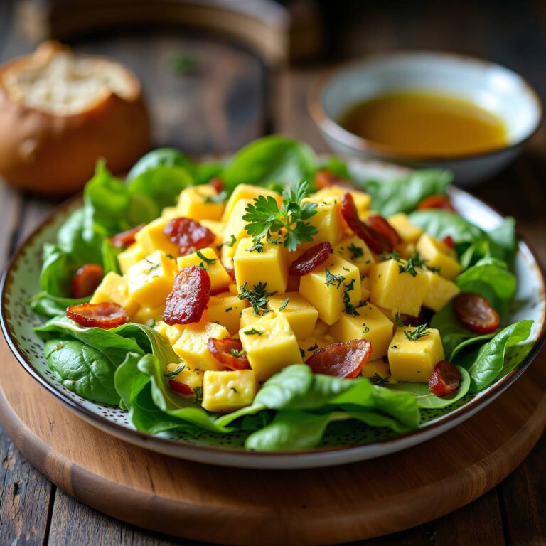 Speckrührei mit Feldsalat Rezept