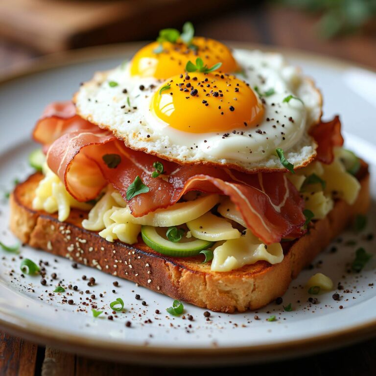 Spiegelei-Toast mit Gemüse und Speck Rezept