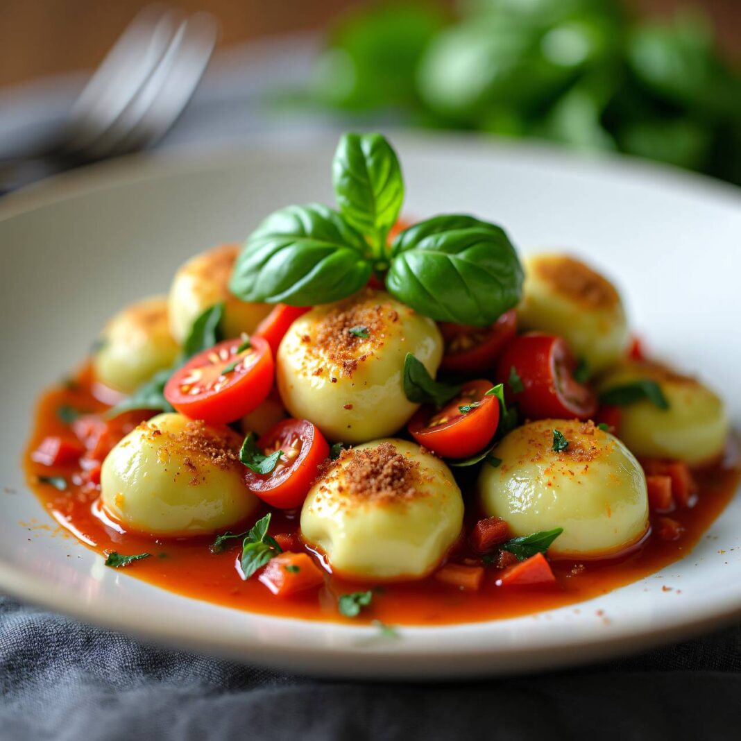 Spinat-Gnocchi mit Tomatenconcassé Rezept Spinat-Gnocchi mit Tomatenconcassé Rezept