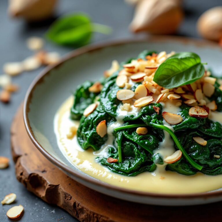 Spinat mit Knoblauchsoße Rezept