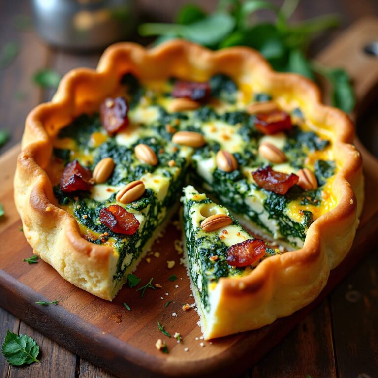 Spinat Quiche mit Feta und Speck Rezept