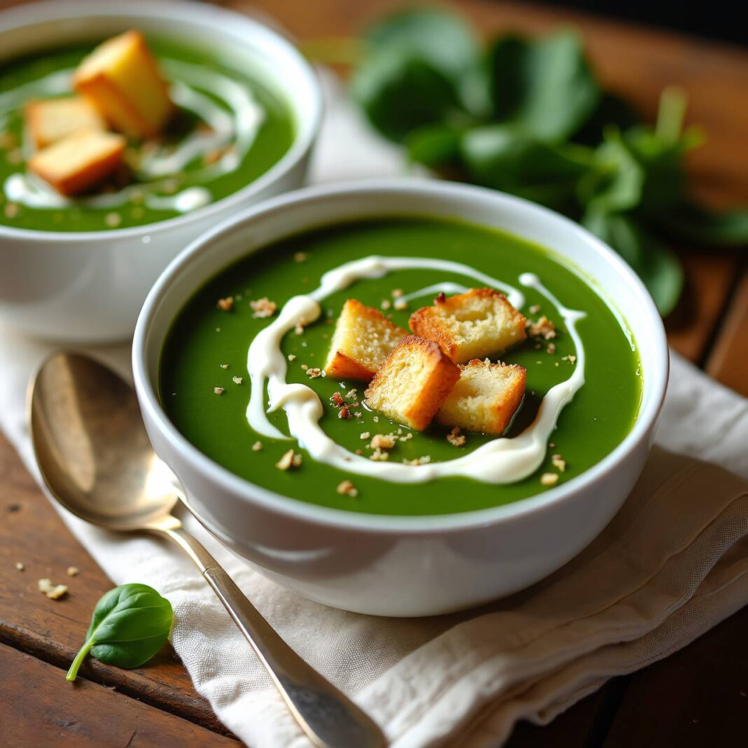 Spinat-Süppchen mit Croûtons Rezept Spinat-Süppchen mit Croûtons Rezept