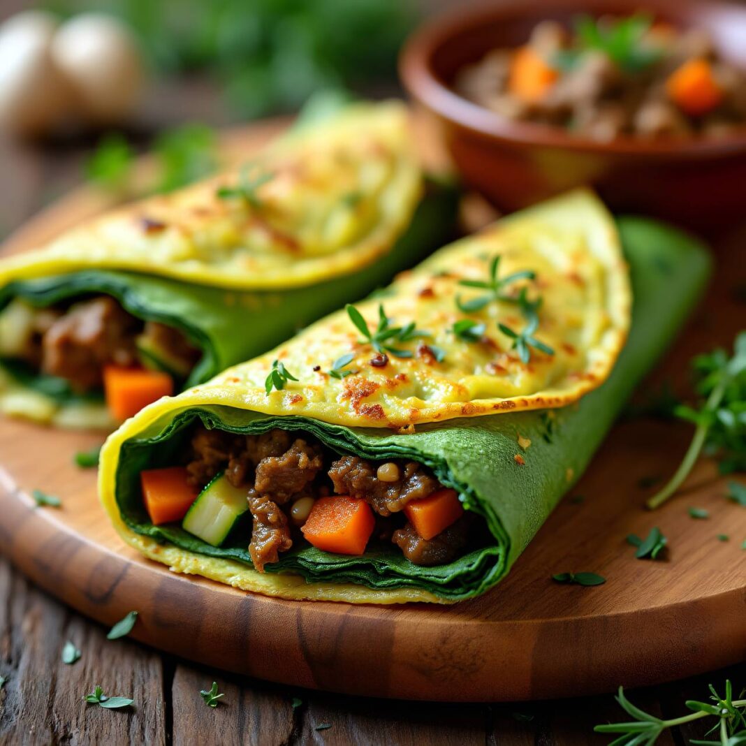 Spinatomeletten mit Gemüsehackfleisch Rezept Spinatomeletten mit Gemüsehackfleisch Rezept