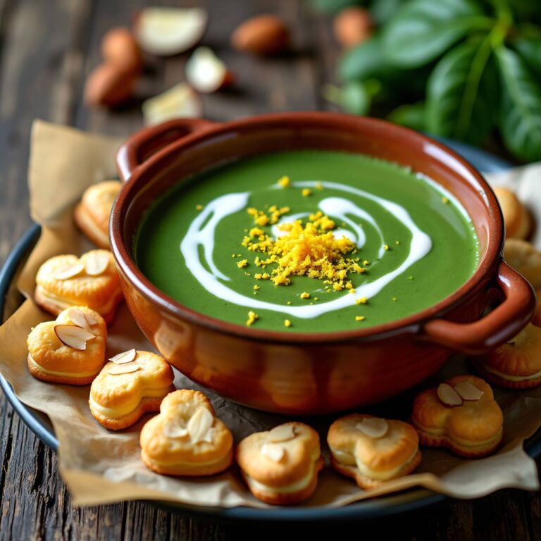 Spinatsuppe mit Mandel-Blätterteiggebäck Rezept