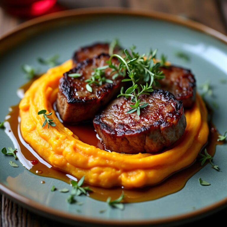 Steaks mit Kürbis-Kartoffelpüree Rezept