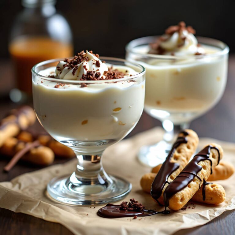 Stracciatella-Joghurtcrème mit Schokoladen-Löffelbiskuits Rezept