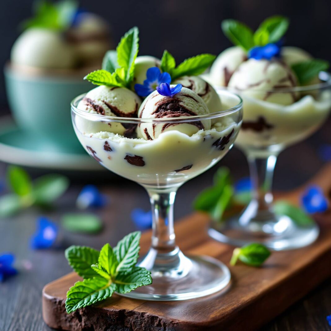 Stracciatella-Minze-Eis Rezept Stracciatella-Minze-Eis Rezept