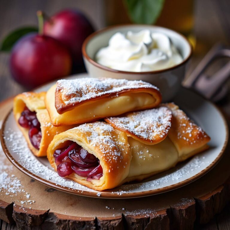 Strudelchen mit Pflaumen und Sahne Rezept