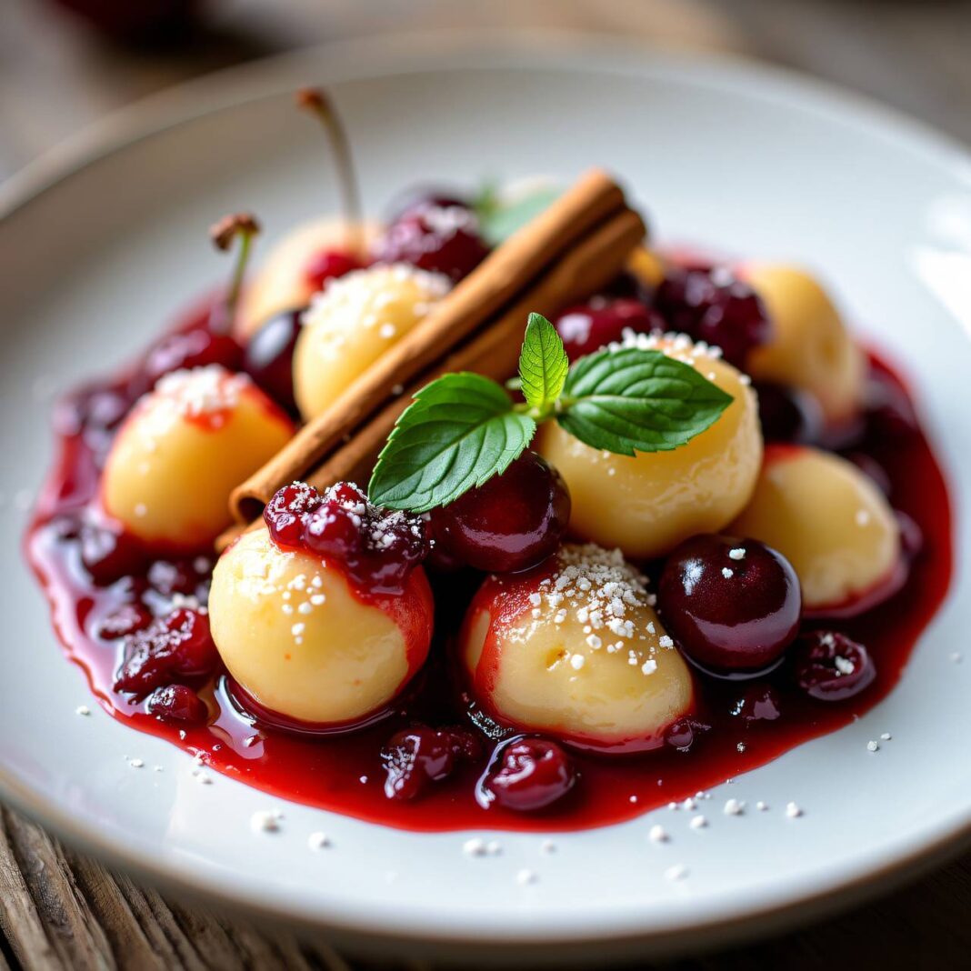 Süsse Griess-Ricotta-Gnocchi mit Kirschen Rezept Süsse Griess-Ricotta-Gnocchi mit Kirschen Rezept