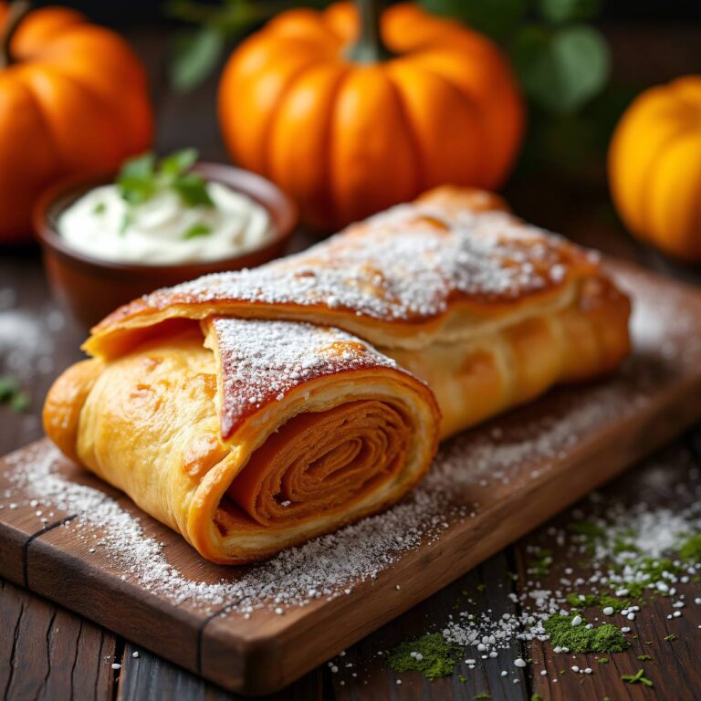 Süsser Kürbisstrudel an Koriandersauce Rezept