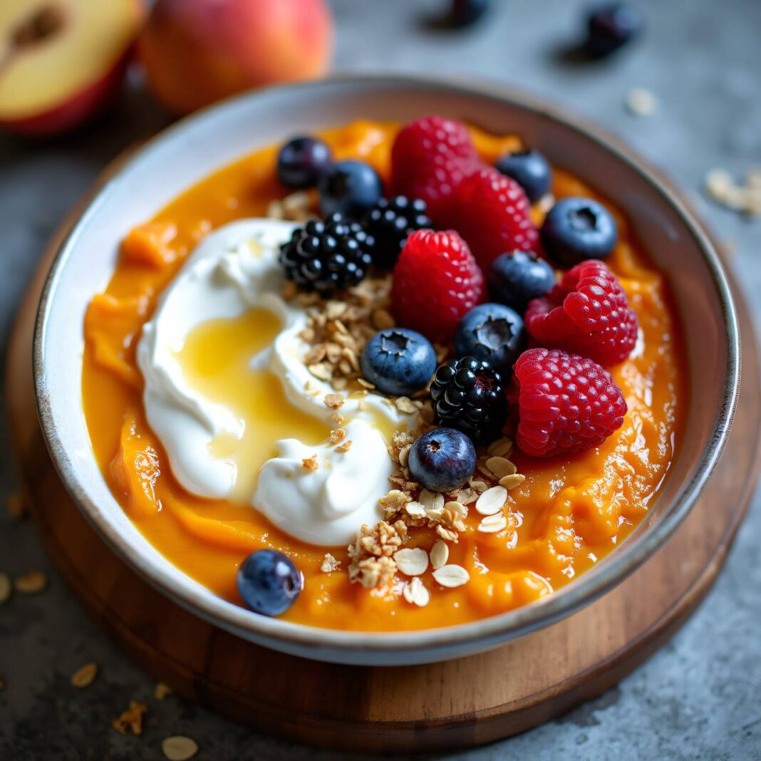 Süsskartoffel-Breakfast-Bowl mit Rawnola Rezept Süsskartoffel-Breakfast-Bowl mit Rawnola Rezept