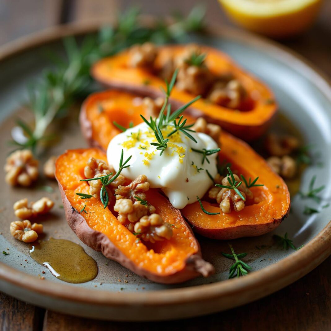 Süsskartoffeln aus dem Rohr mit Zitronen-Ricotta Rezept Süsskartoffeln aus dem Rohr mit Zitronen-Ricotta Rezept