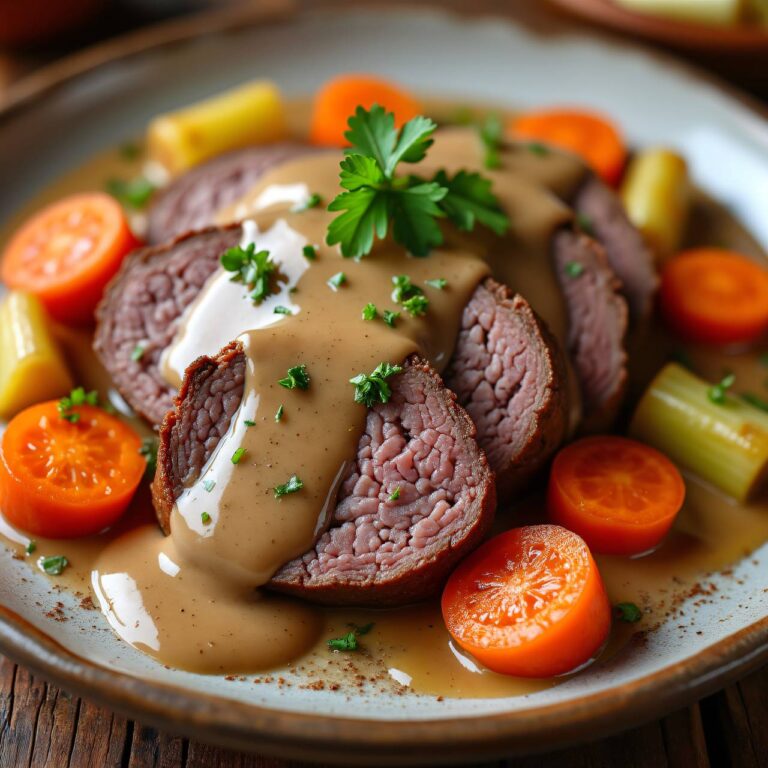 Svícková (Rindsbraten mit Sahnesauce) Rezept