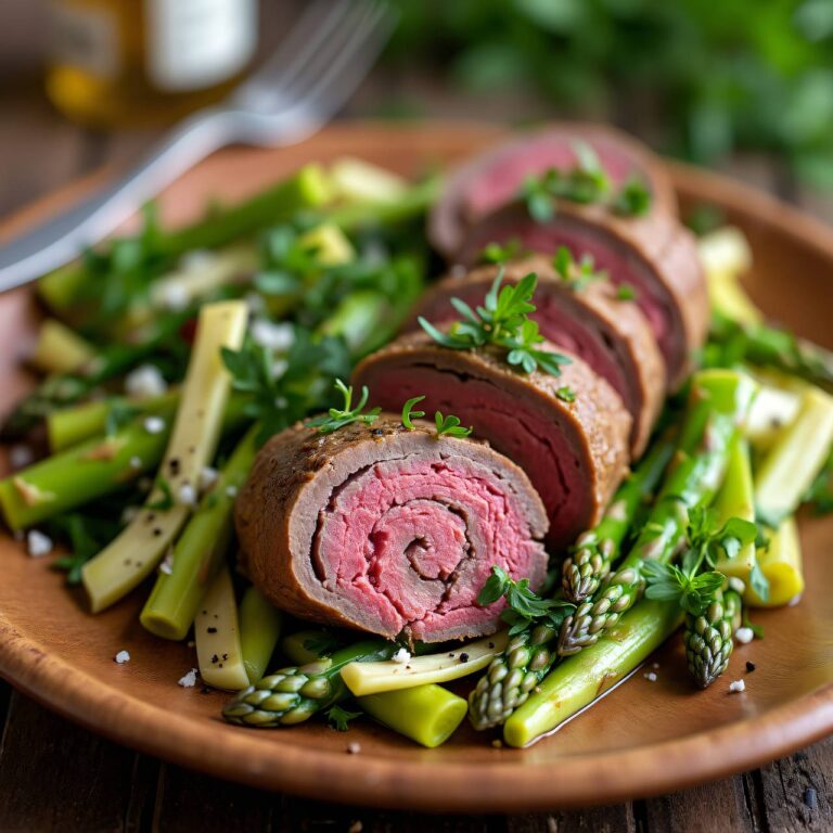 Tafelspitzröllchen auf Spargelsalat Rezept