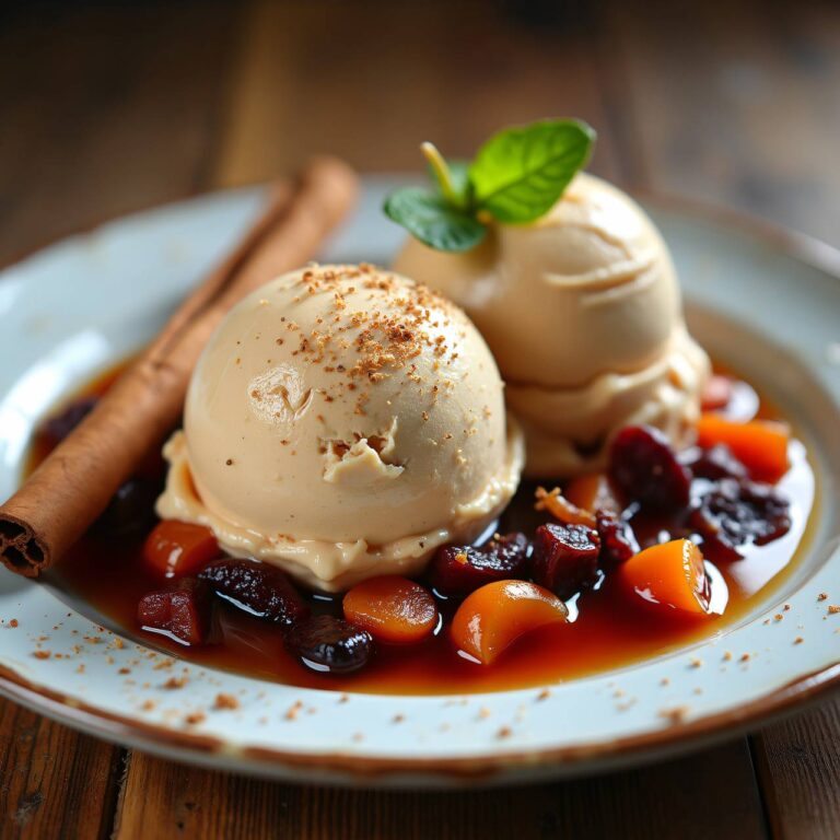 Tee-Eiscreme mit Dörrobstkompott Rezept
