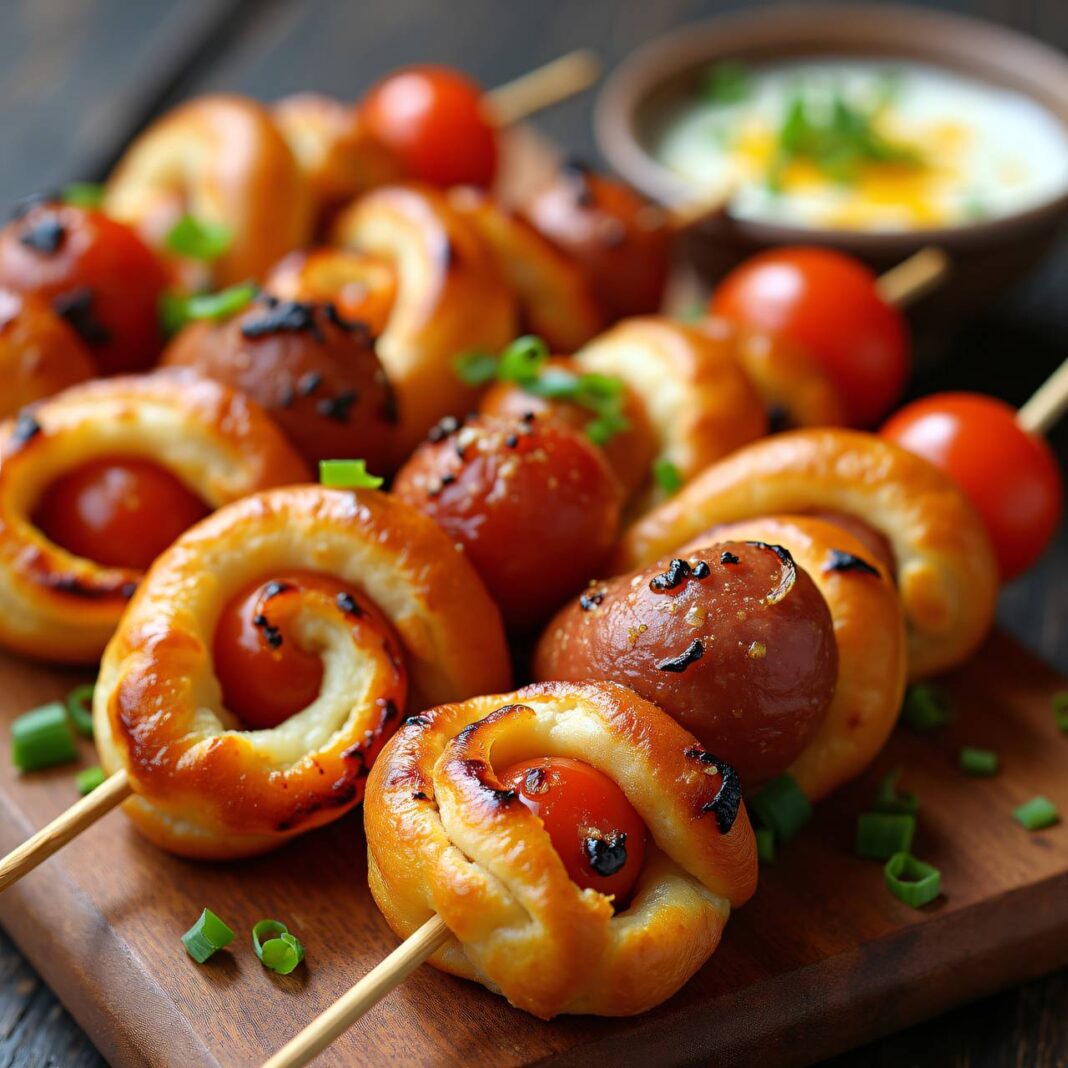 Teig-Grillschnecke mit Dip Rezept Teig-Grillschnecke mit Dip Rezept