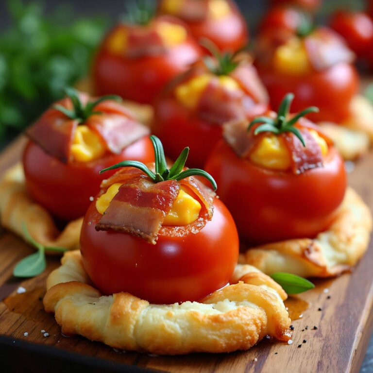 Tomaten mit Käsestängeln im Speckmantel Rezept