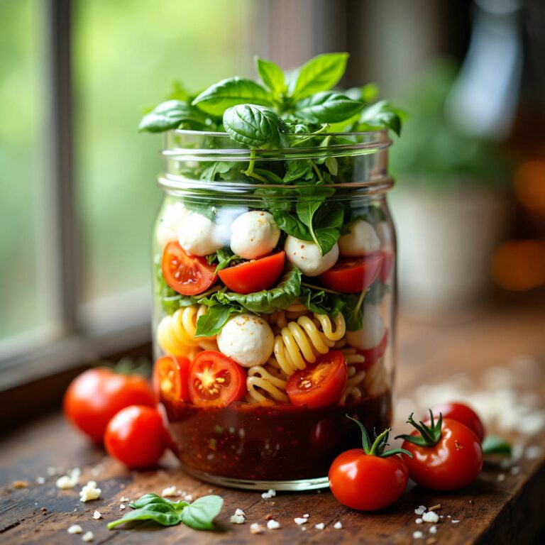 Tomaten-Mozzarella-Pastasalat im Glas Rezept