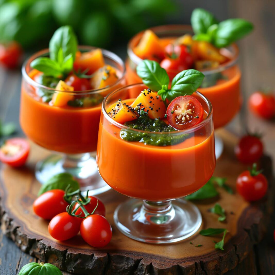 Tomaten-Panna-cotta mit Basilikumsauce Rezept Tomaten-Panna-cotta mit Basilikumsauce Rezept
