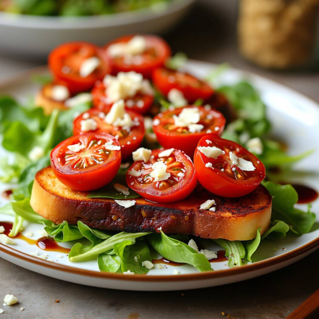 Tomaten-Toast auf Salat Rezept Tomaten-Toast auf Salat Rezept