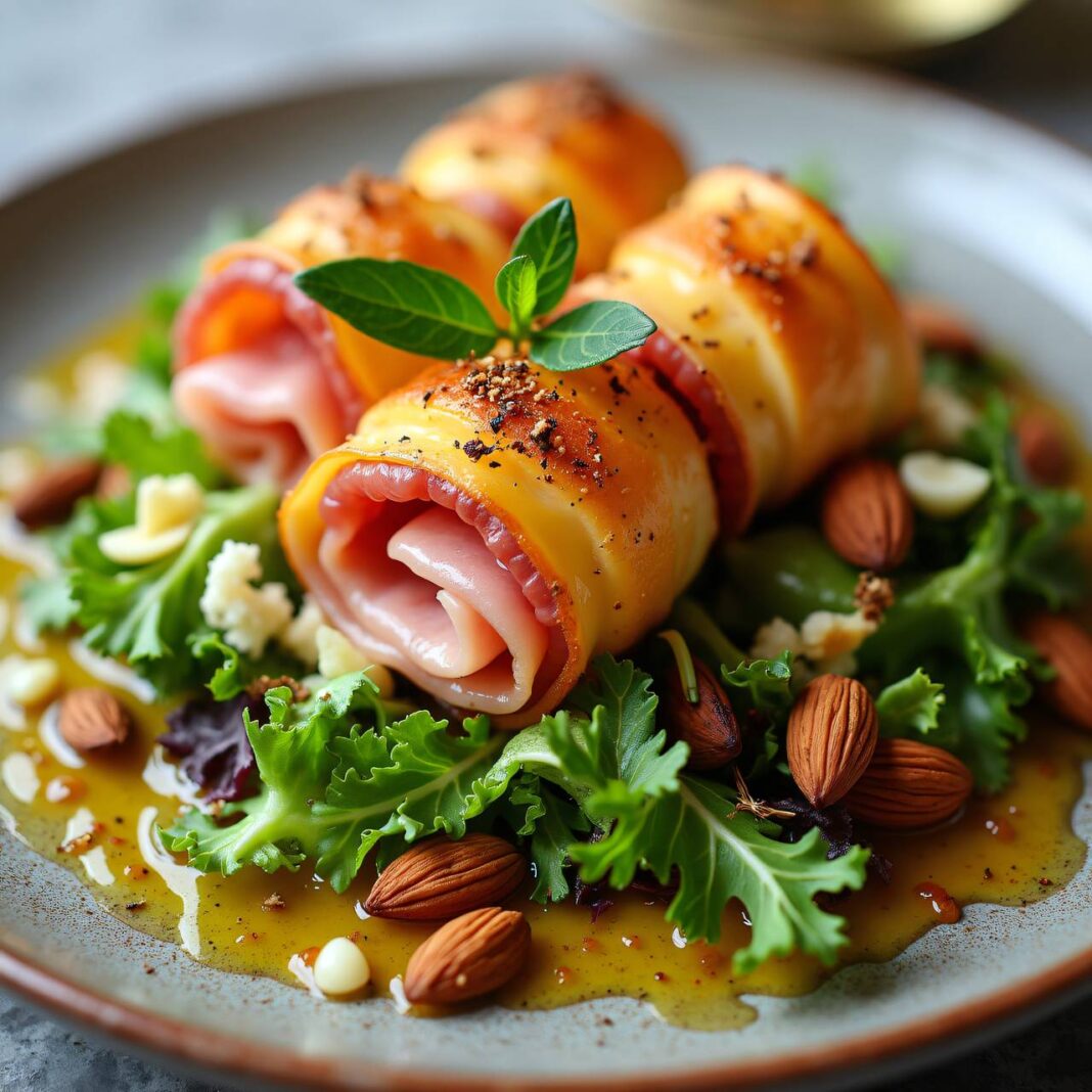 Tomme-Saltimbocca auf Marktsalat Rezept Tomme-Saltimbocca auf Marktsalat Rezept