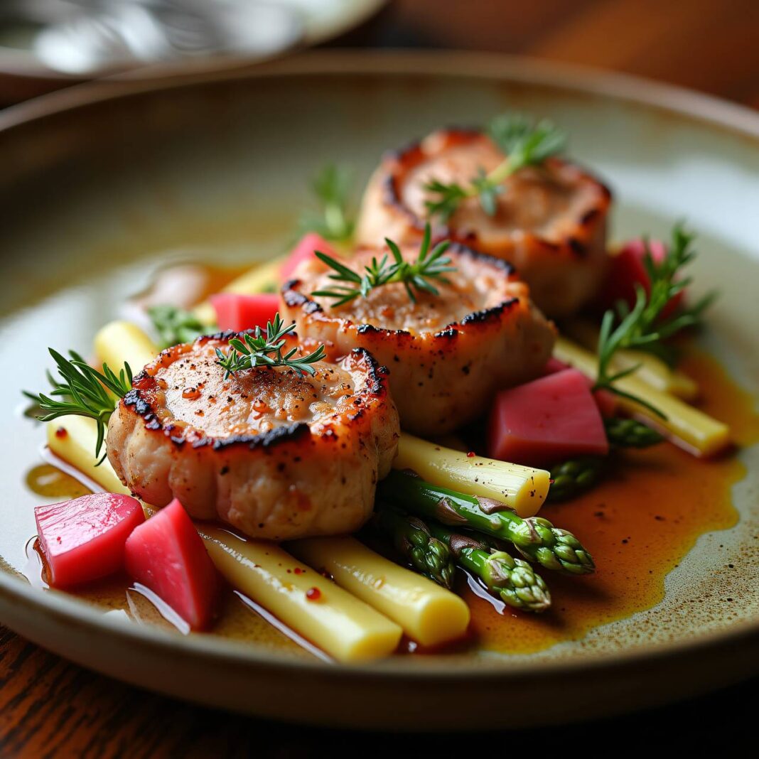 Tournedos mit Rhabarber und Spargeln Rezept Tournedos mit Rhabarber und Spargeln Rezept