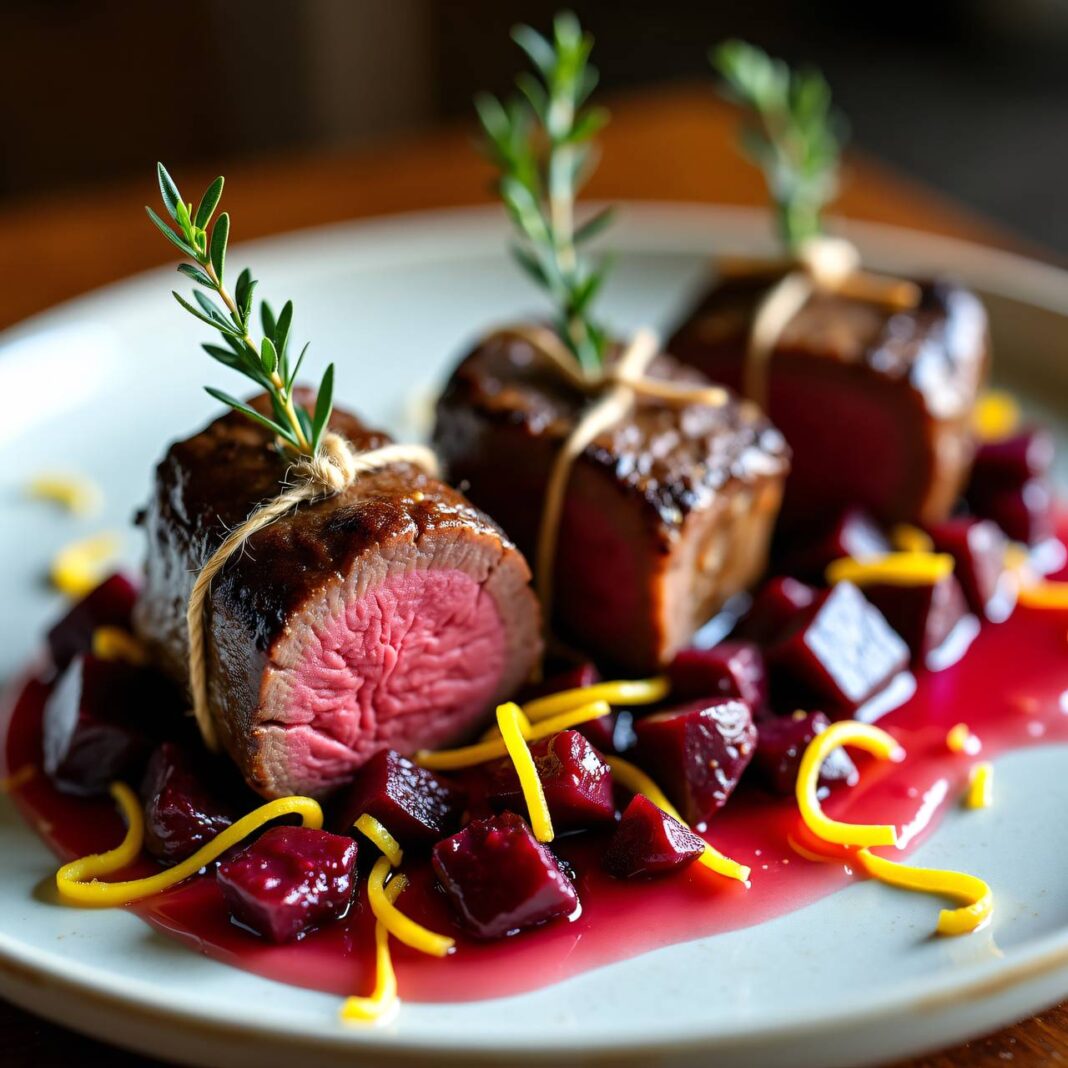 Tournedos mit rote Rüben-Zitronen-Confit Rezept Tournedos mit rote Rüben-Zitronen-Confit Rezept