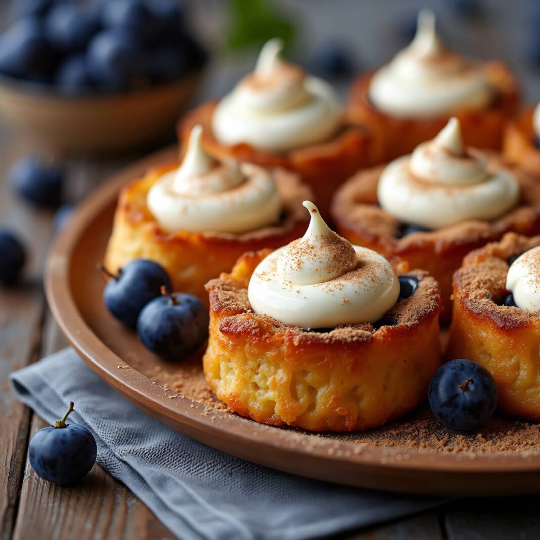 Traubenküchlein mit Crème fraîche Rezept Traubenküchlein mit Crème fraîche Rezept