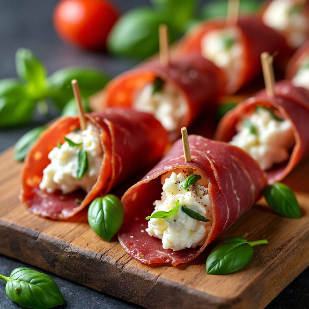 Trockenfleisch mit Frischkäse Rezept Trockenfleisch mit Frischkäse Rezept