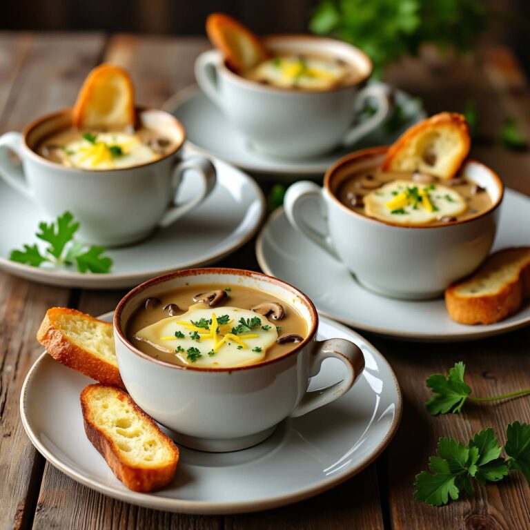 Überbackene Champignoncremesuppe Rezept