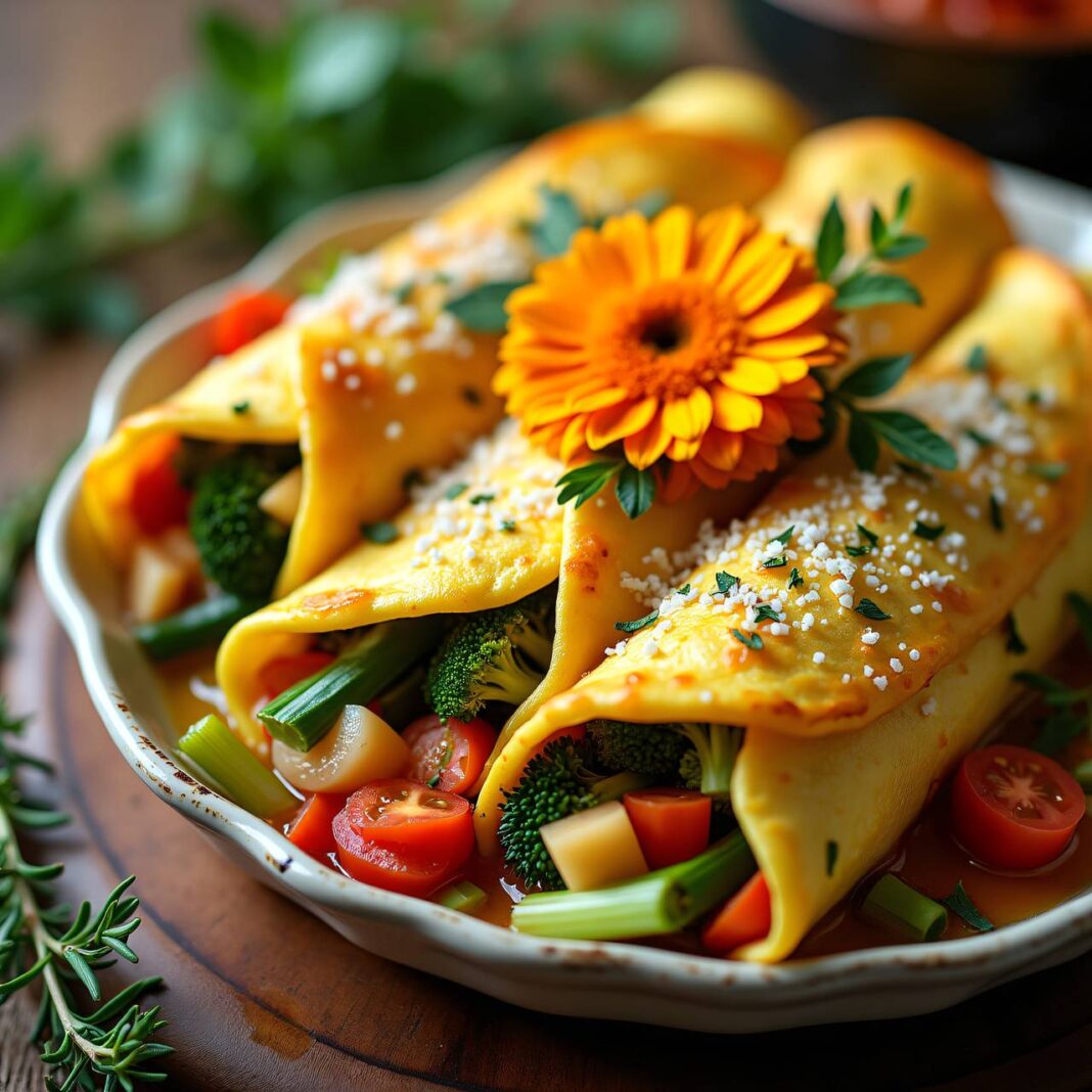 Überbackene Omeletten mit Gemüse-Tomatenfüllung Rezept Überbackene Omeletten mit Gemüse-Tomatenfüllung Rezept