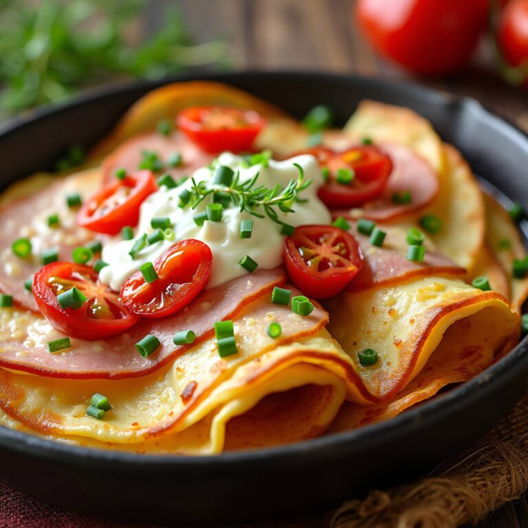 Überbackene Schinken-Crêpes mit Käse Rezept