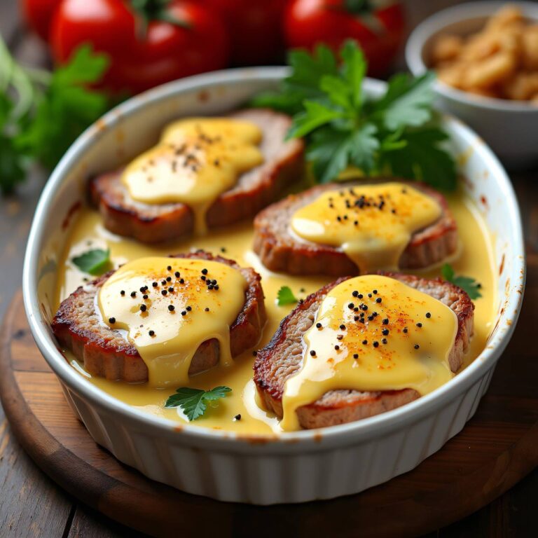 Überbackene Steaks mit Sahnesauce Rezept