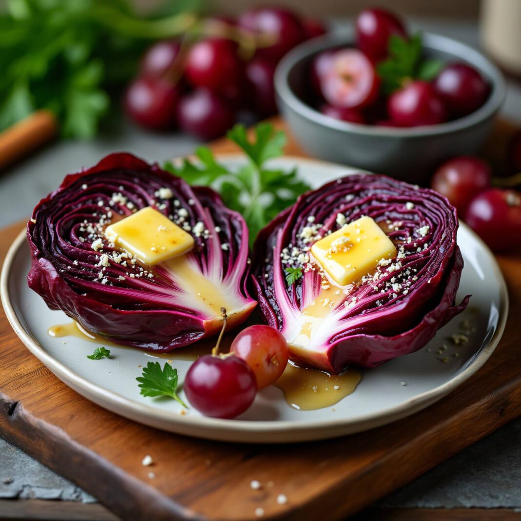 Überbackener Radicchio an Traubenvinaigrette Rezept Überbackener Radicchio an Traubenvinaigrette Rezept