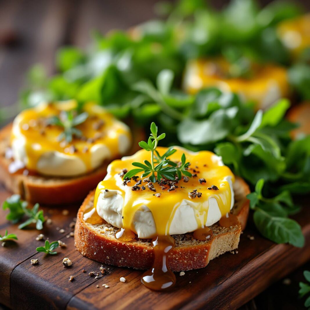 Überbackener Weichkäse mit Salat Rezept Überbackener Weichkäse mit Salat Rezept