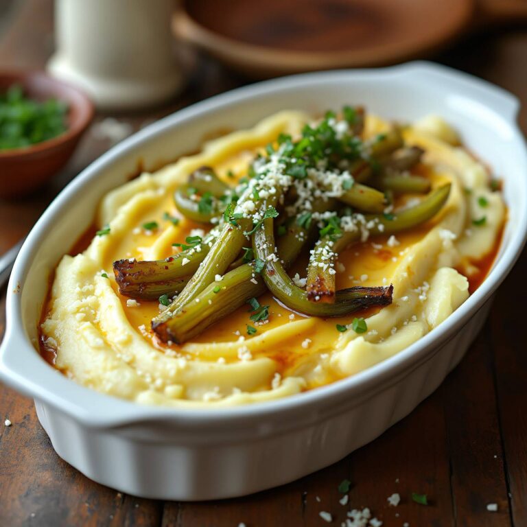 Überbackenes Kartoffelpüree mit Fenchelgemüse Rezept