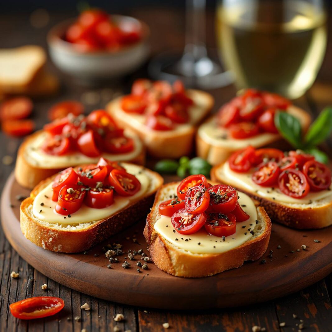 Vacherin-Toasts mit Tomaten Rezept Vacherin-Toasts mit Tomaten Rezept