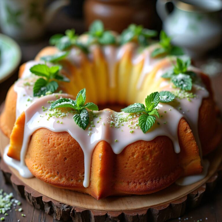Vanille-Ringkuchen mit verzuckerter Minze Rezept