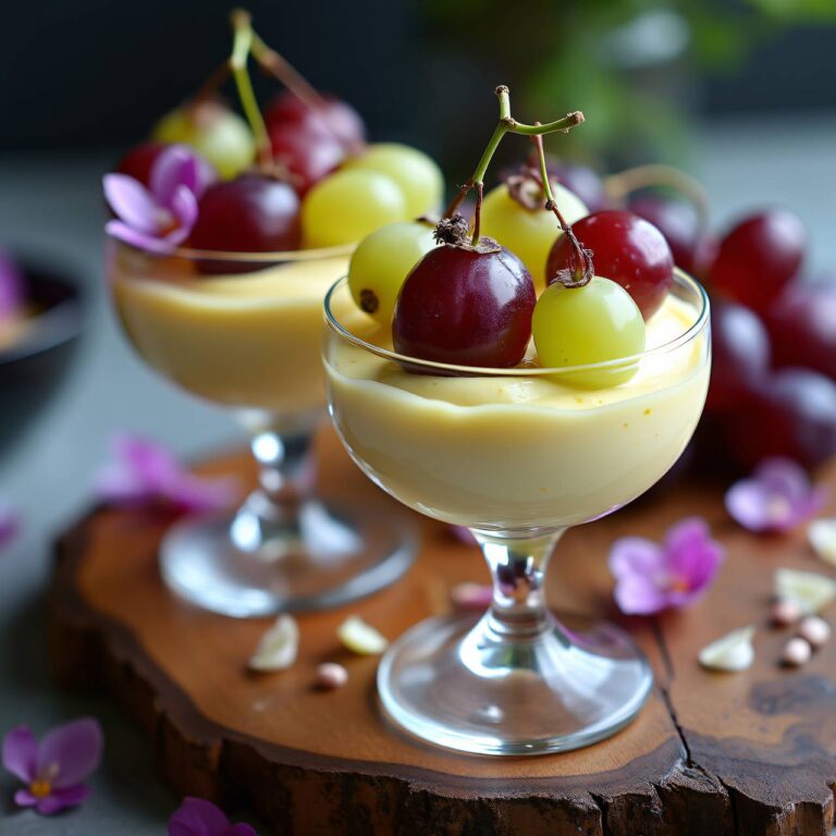 Vanillemousse mit marinierten Trauben Rezept
