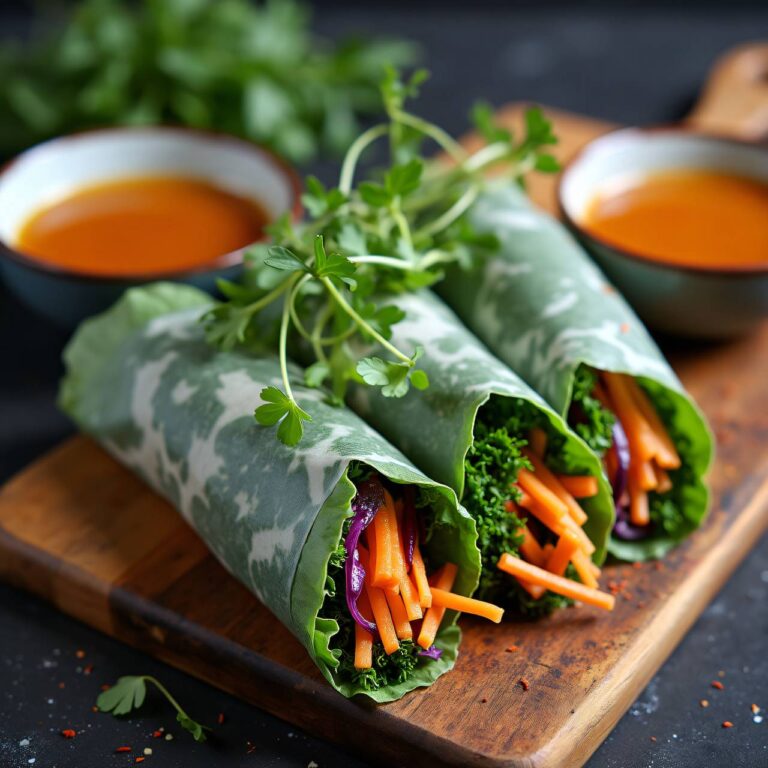 Vegetarische Sommerrollen mit Federkohl und Microgreens (Low Carb) Rezept