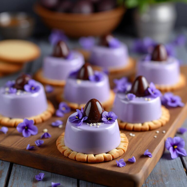 Veilchen-Pudding auf Keksboden Rezept