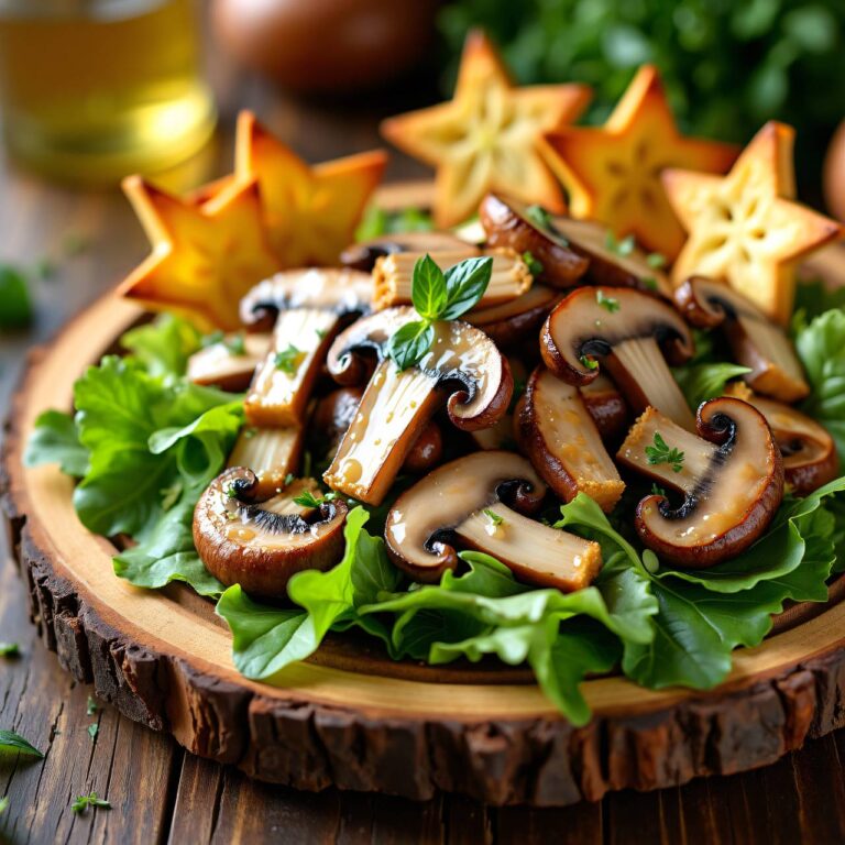 Vogerlsalat mit getrüffelten Champignons und Brotsternen Rezept