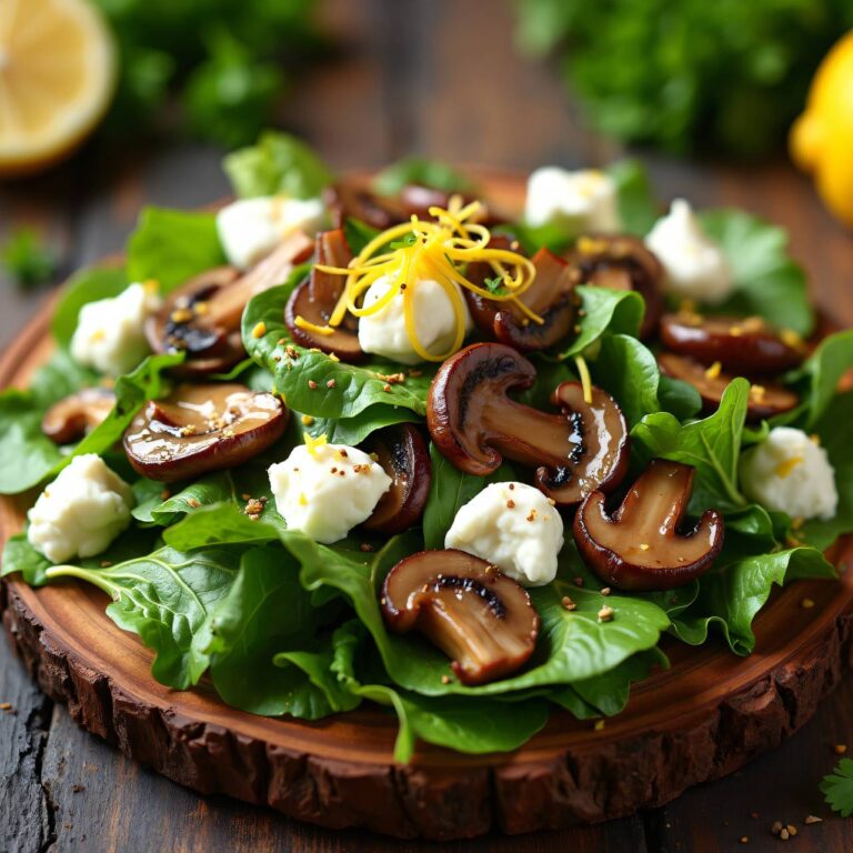 Vogerlsalat mit Pilzen und Hüttenkäse Rezept