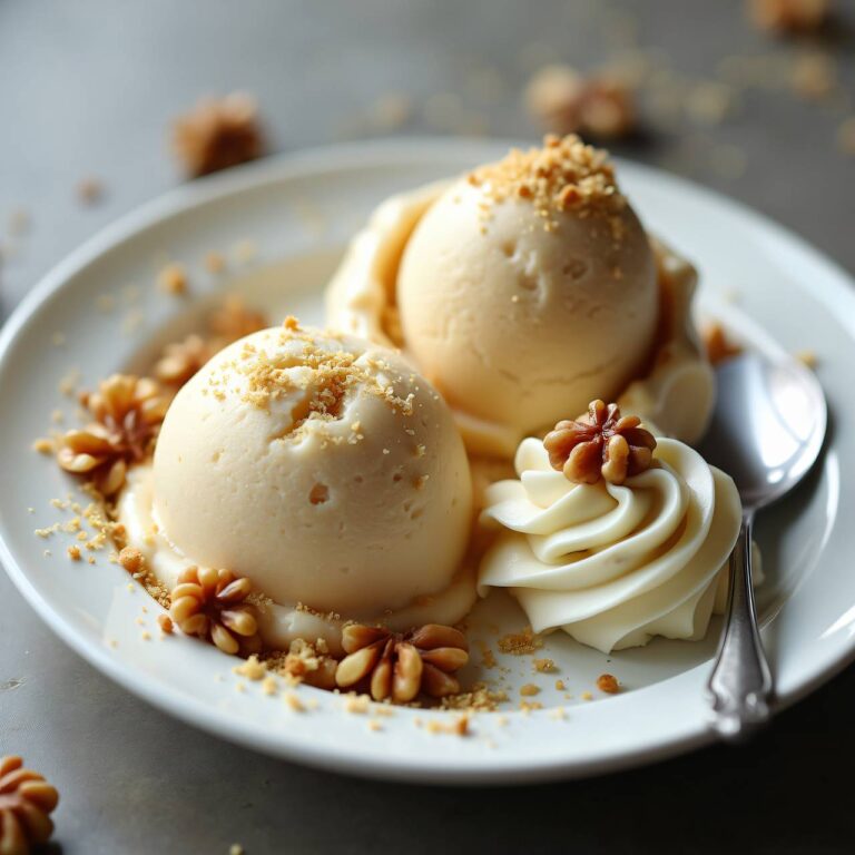 Walnusssorbet mit Vanillerahm Rezept